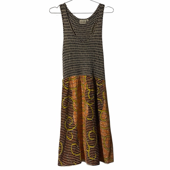 Anthropologie Porridge 100% Silk Orange Motif Flight-Of-The-Bee Dress - Picture 2 of 5